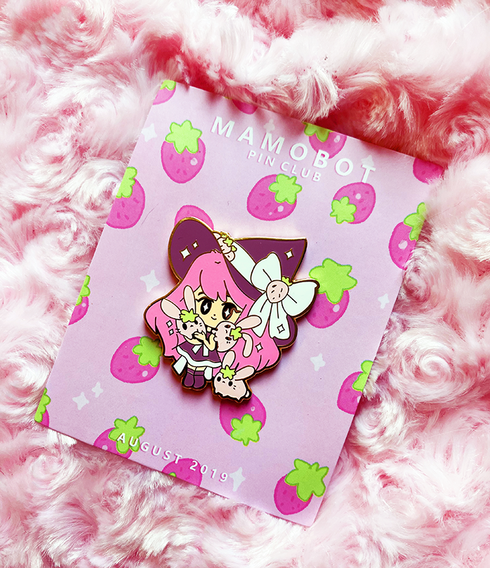 Strawbunny Enamel Pin