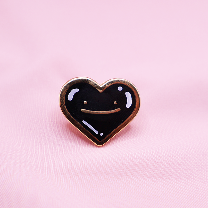 [BLACK GLITTER] MINI DITTO HEART ENAMEL PIN